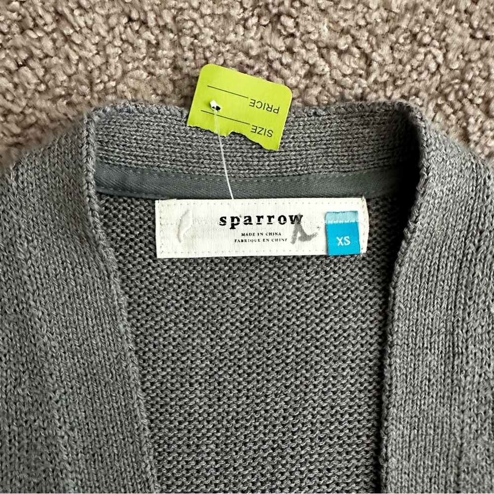 Sparrow Gray Knit Open Front Curve Fringe Hem Car… - image 7